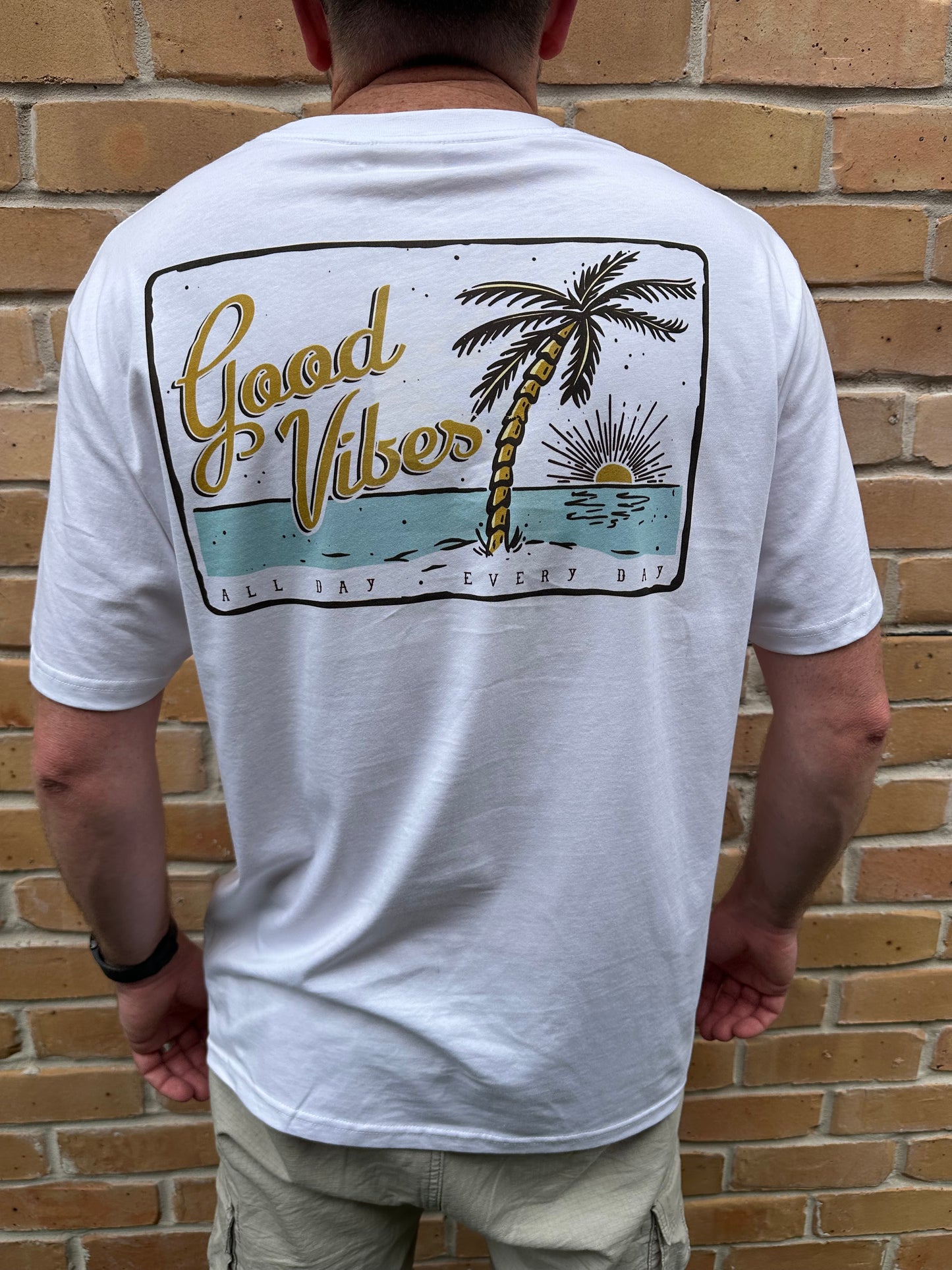 T-Shirt Men's Good Vibes Palm - White