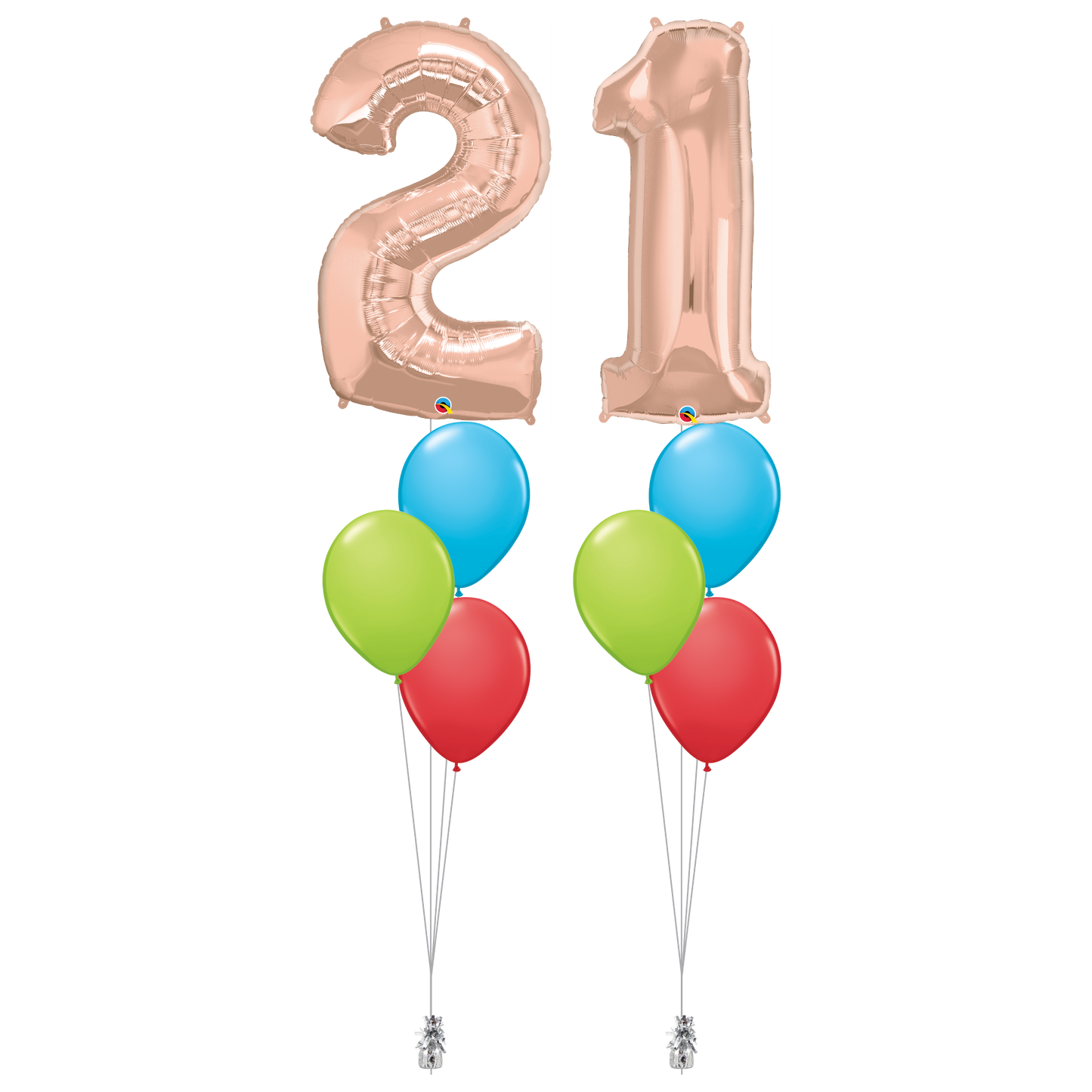 2x 34″ (86cm) Number Foil, 6x Latex Helium Bouquet