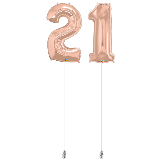 2x 34″ (86cm) Number Foil Helium Bouquet