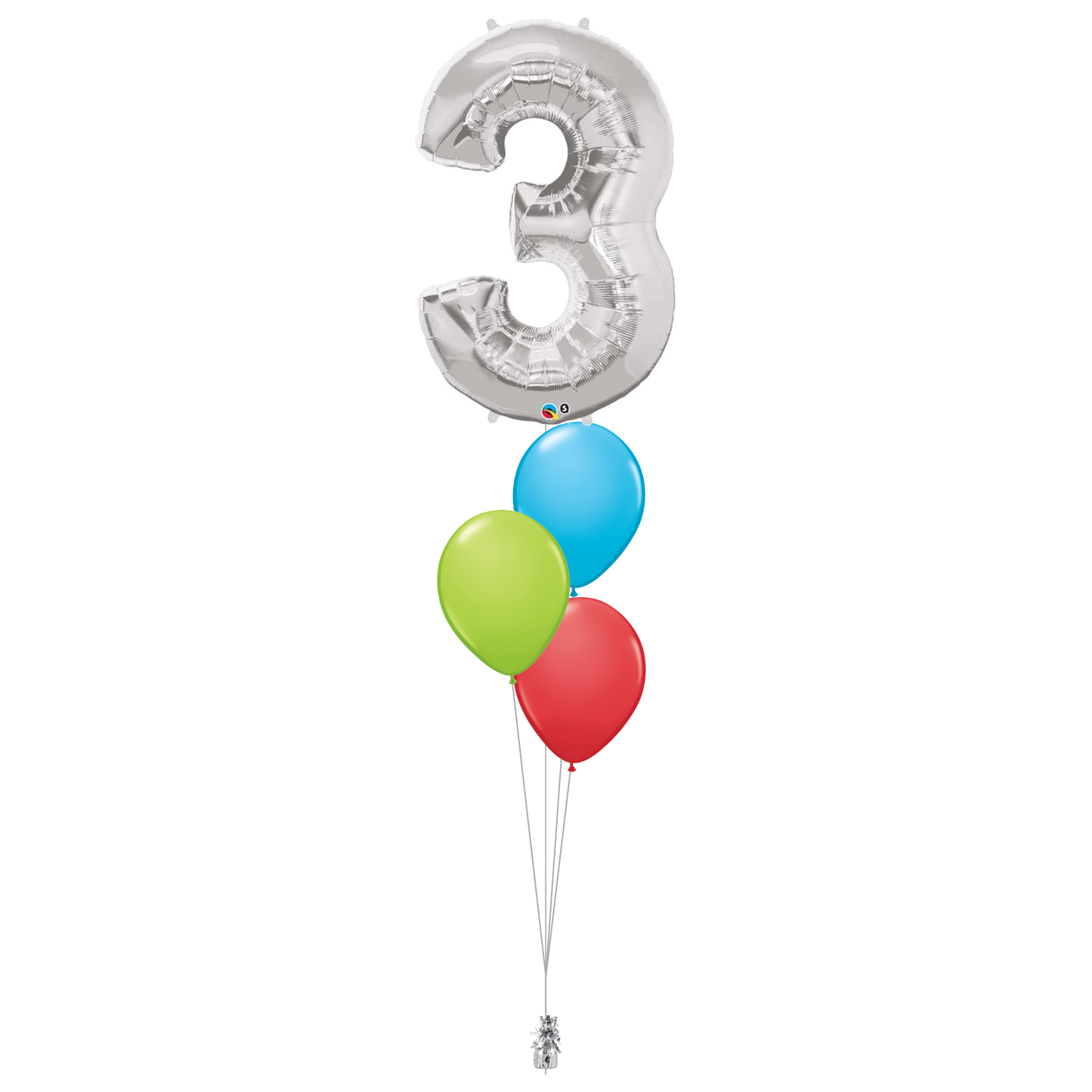 1x 34″ (86cm) Number Foil, 3x Latex Helium Bouquet