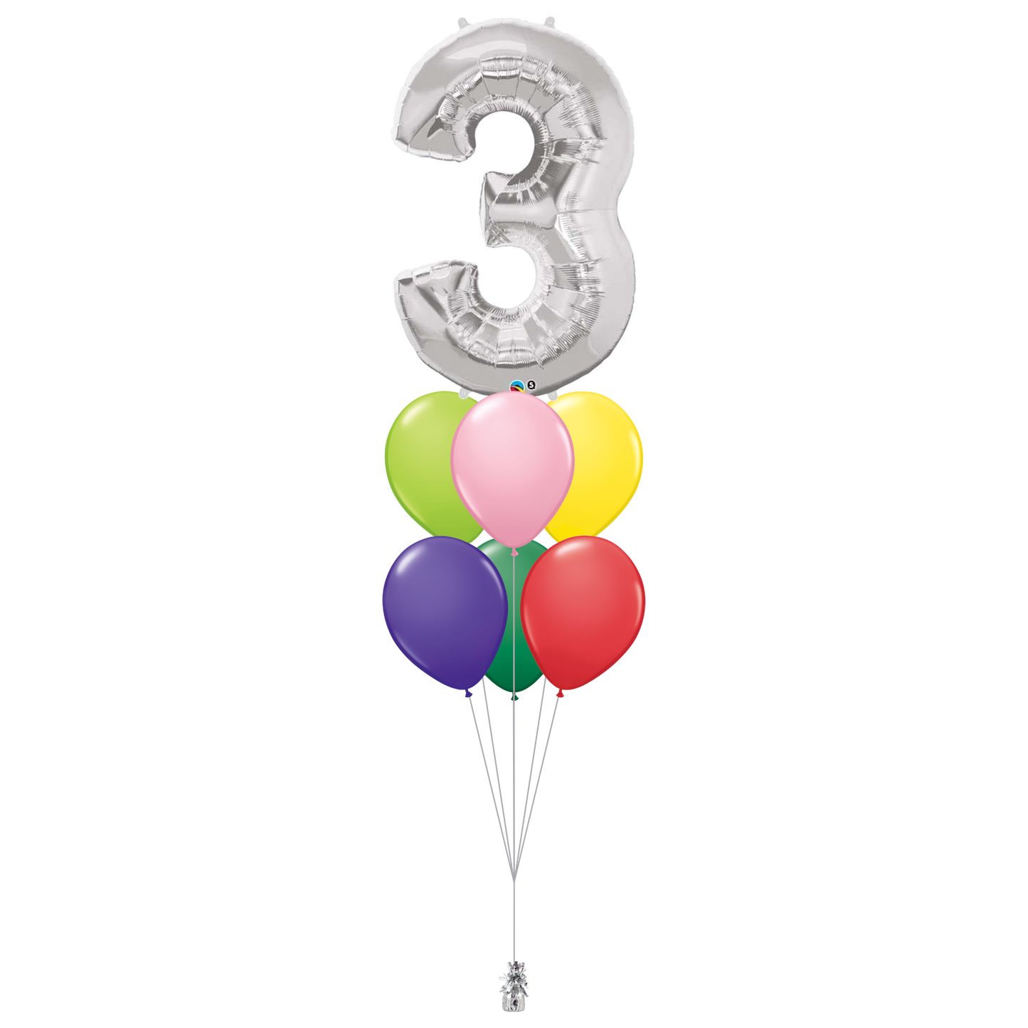 1x 34″ (86cm) Number Foil, 6x Latex Helium Bouquet