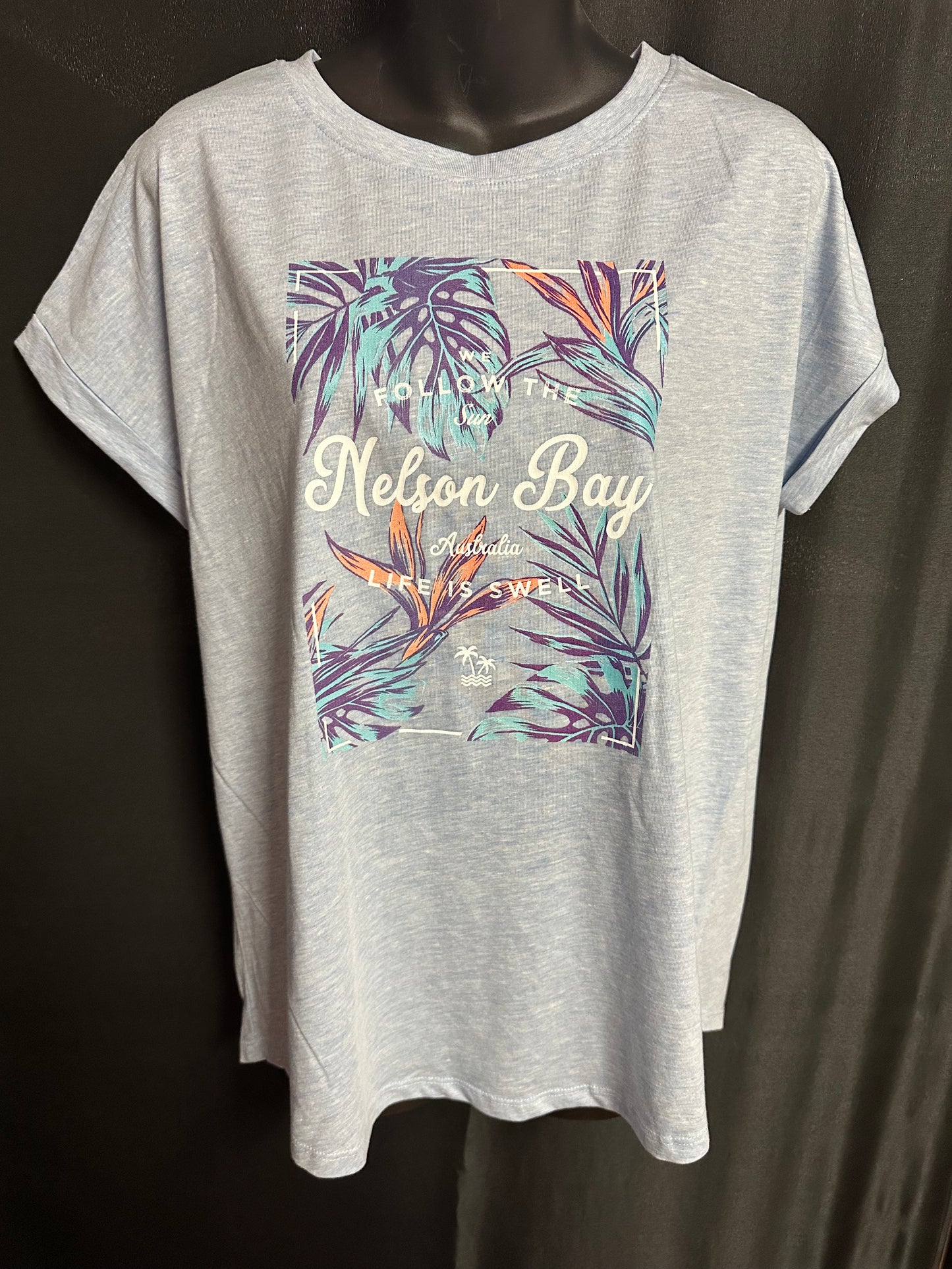 T-Shirt Women's Paradise Tropics - Light Blue Marle