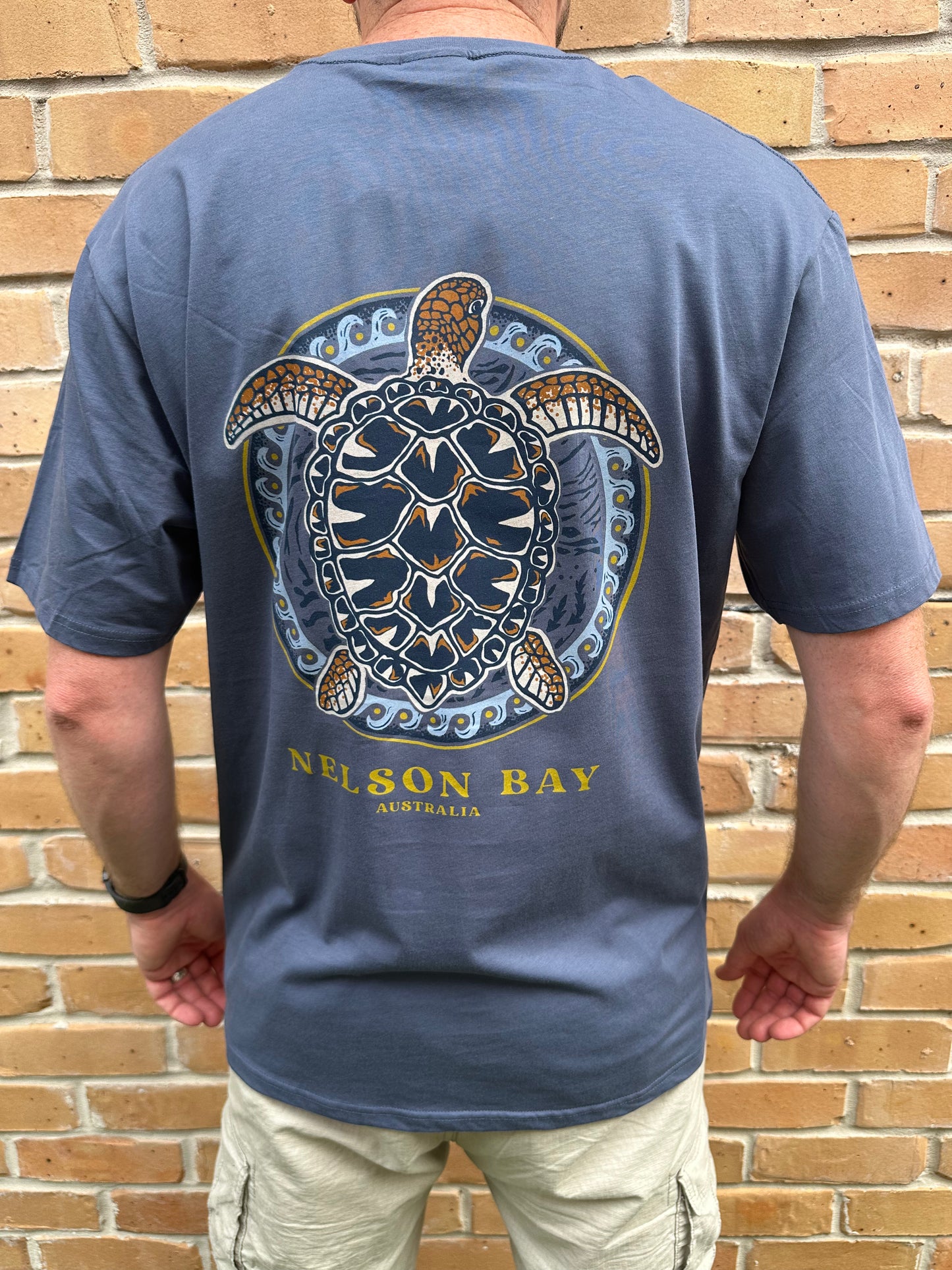 T-Shirt Men's Tribal Turtle - Blue Grey