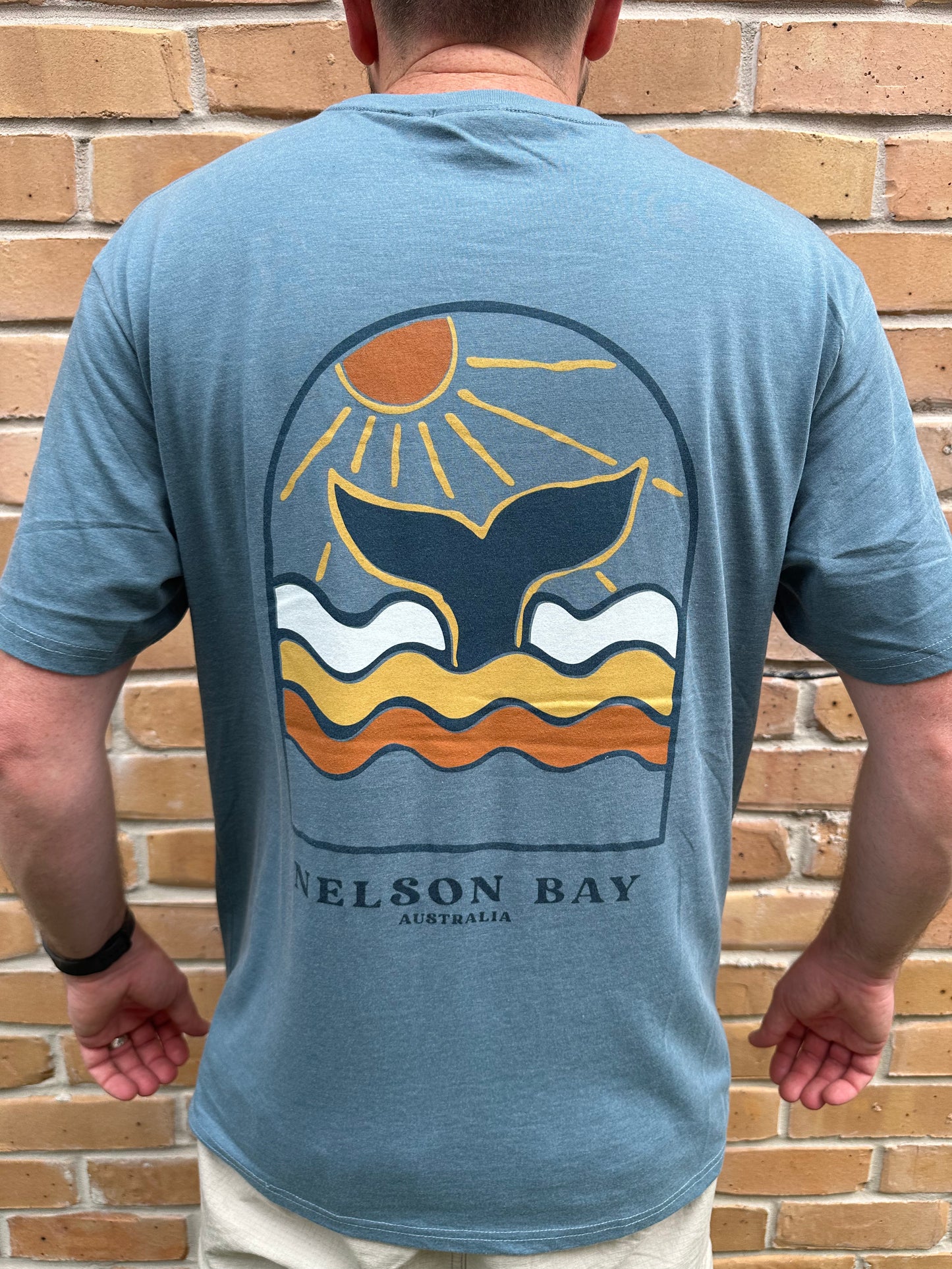 T-Shirt Men's Whale Tail - Powder Blue Marle