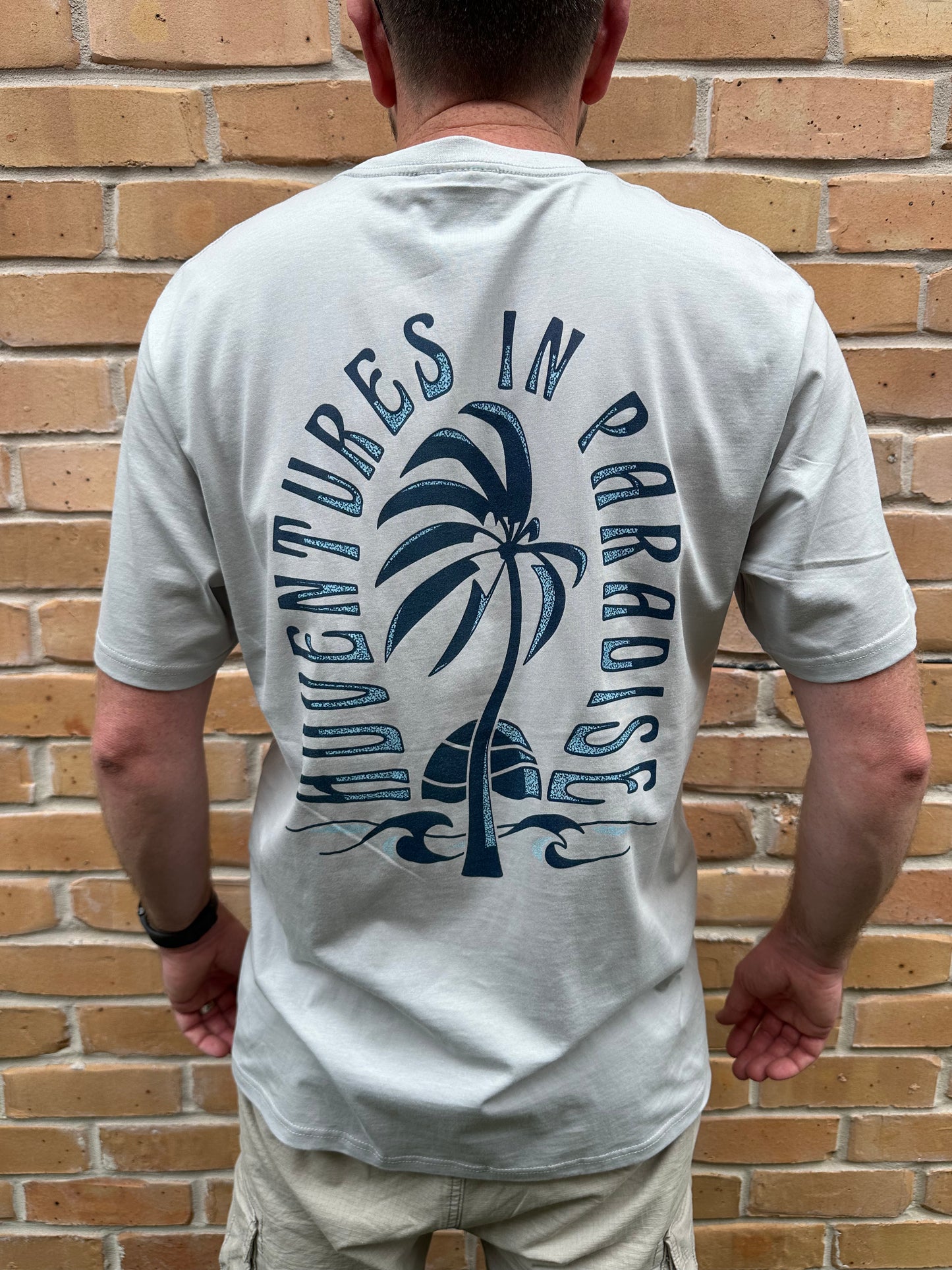 T-Shirt Men's Adventures Palm - Light Grey