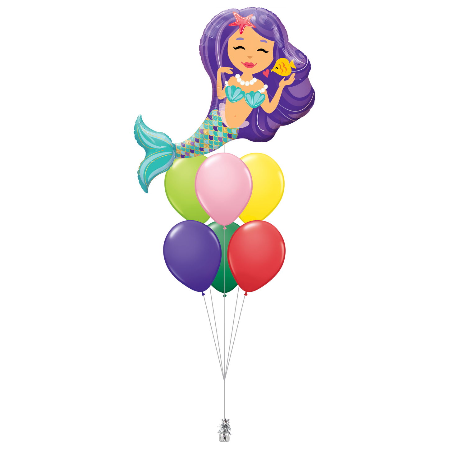 1x Super Shape Foil, 6x Latex Helium Bouquet
