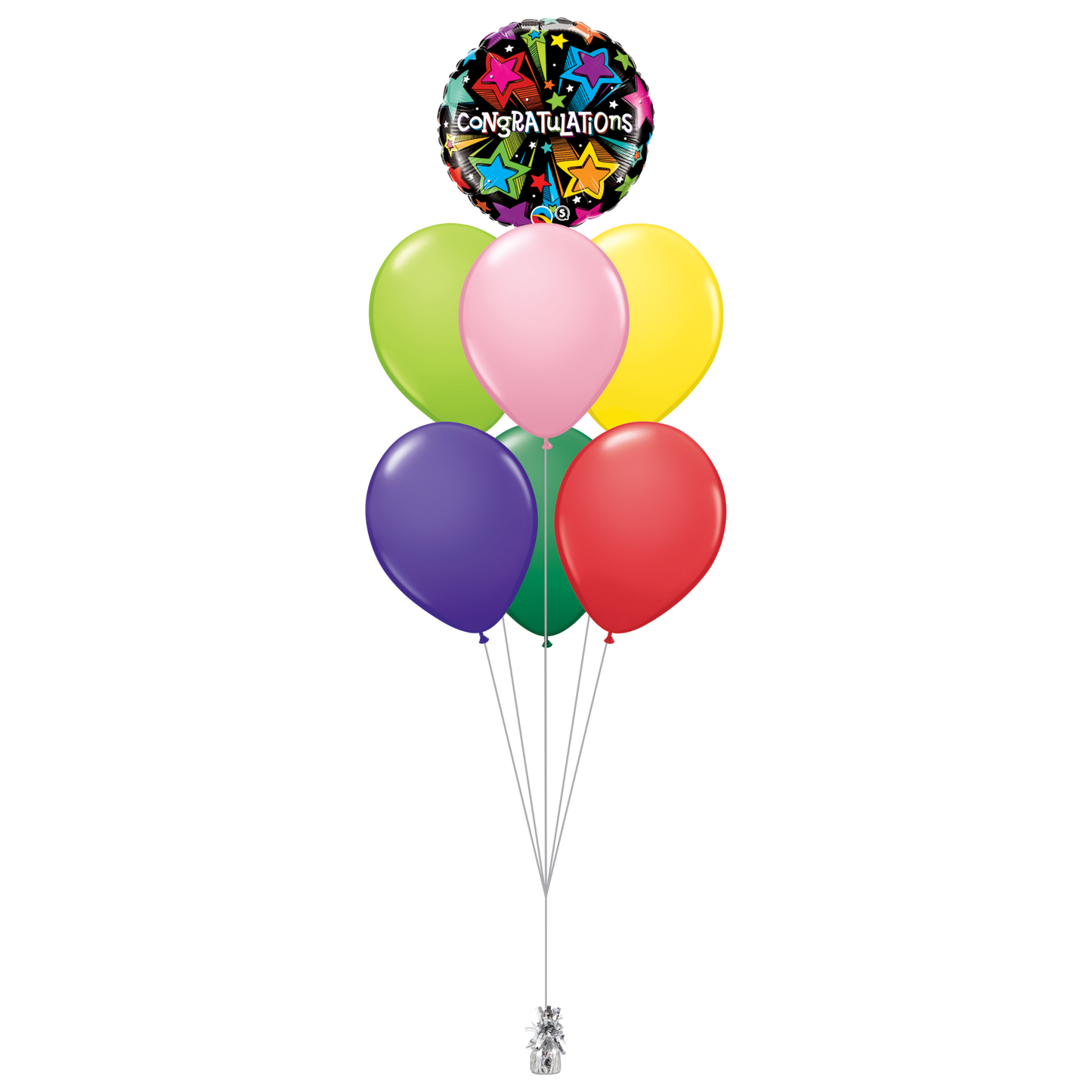18″ (45cm) Foil, 6x Latex Helium Bouquet