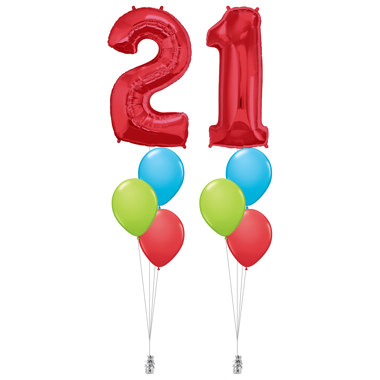 2x 34″ (86cm) Number Foil, 6x Latex Helium Bouquet - Treasure Trove Online