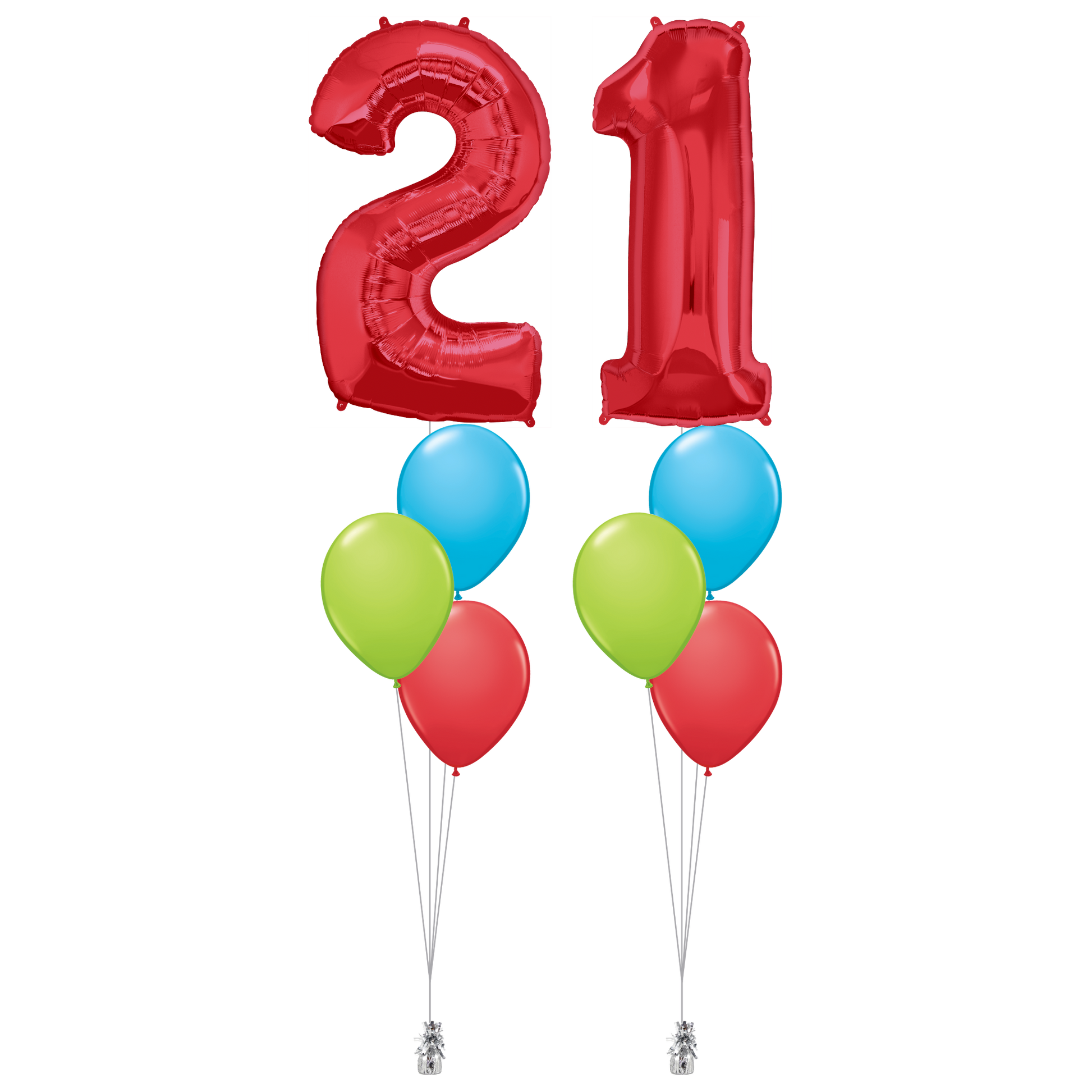2x 34″ (86cm) Number Foil, 6x Latex Helium Bouquet - Treasure Trove Online