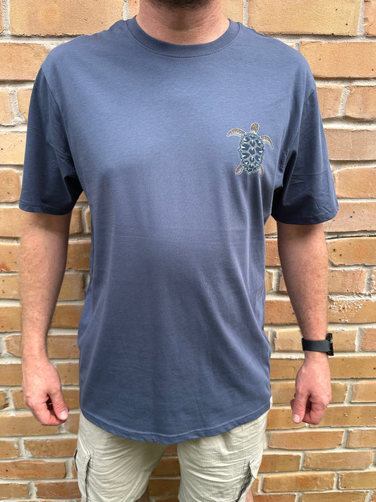 T-Shirt Men's Tribal Turtle - Blue Grey