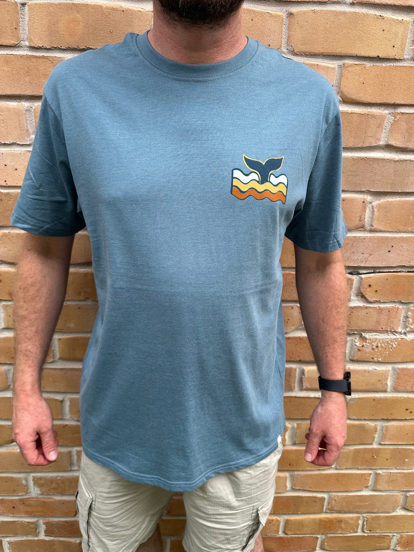 T-Shirt Men's Whale Tail - Powder Blue Marle