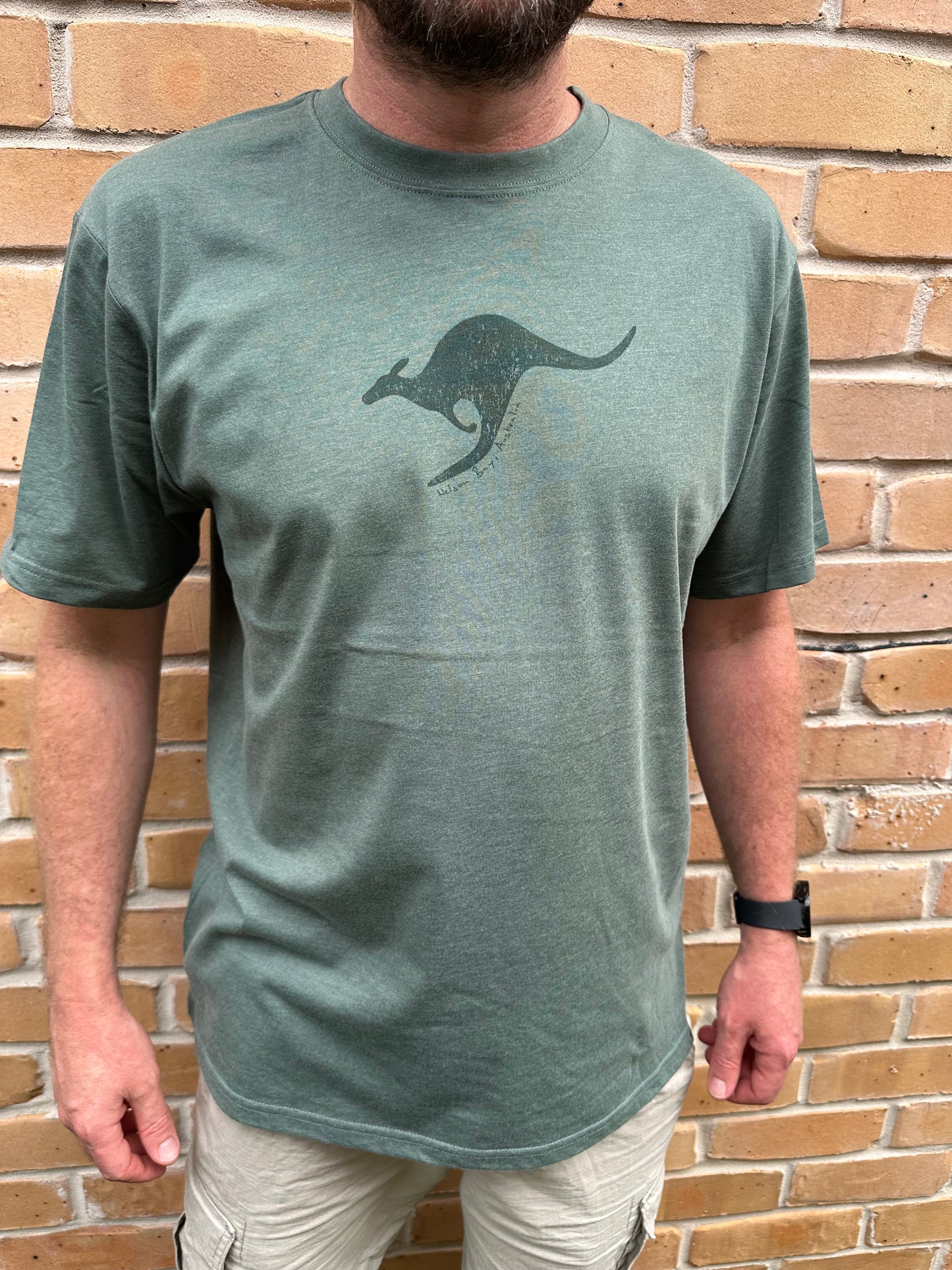 T-Shirt Men's Distressed Roo - Moss Marle