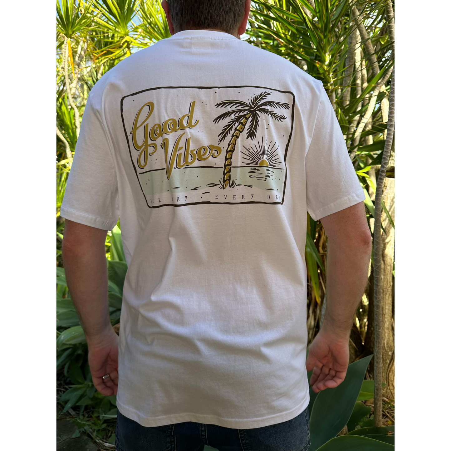 T-Shirt Men's Good Vibes Palm - White